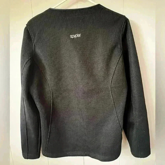 Spyder Core Sweater Jacket Full Zip Black Jacket Lined W/ Faux Fur Womens Size L - Picture 7 of 8